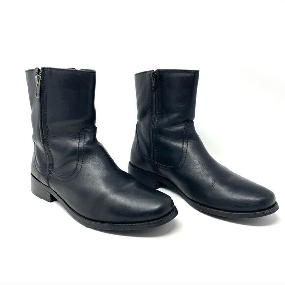 PIERRE Cardin Paris Black Side Zip Leather Ankle Boots Size 40/9 - Picture 2 of 7